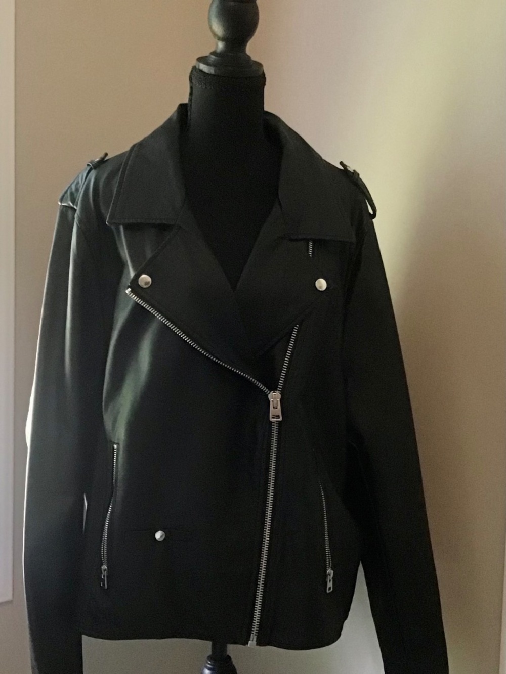 Arna York  Collection Biker Jacket, Black, Plus Size 20